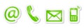 Contact Us Ã¢â¬â Light green sticker icons isolated on a white background.